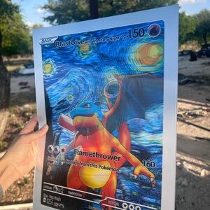 Blastoise x Charizard Venusaur Starry Night 3D Holographic Lenticular Poster